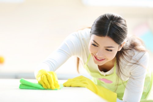 Professional upholstery cleaner working on a chair