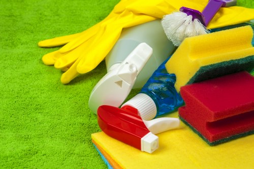 Different types of upholstery cleaners on display